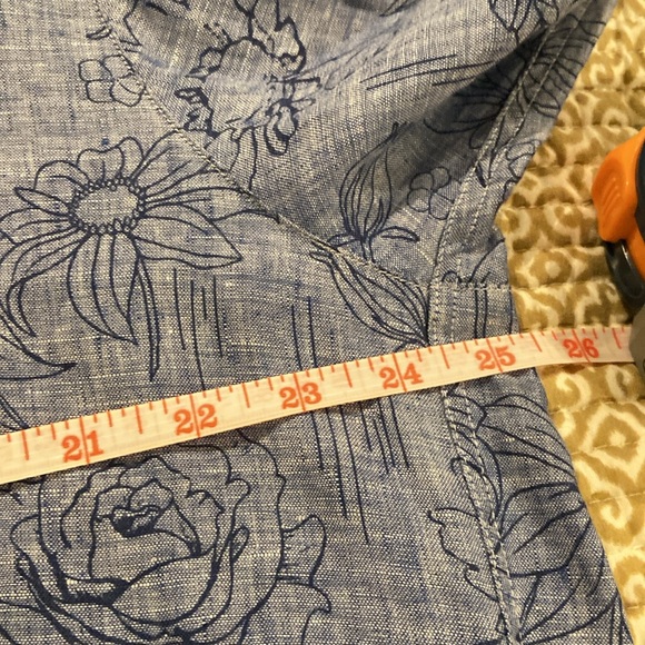 Frank & Eileen MARY Classic Linen Shirt Dress in Blue Tropical Print - Picture 8 of 8